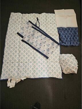 The Peanutshell Nautical Whale Navy/Aqua 3 Piece Baby Crib Bedding Set